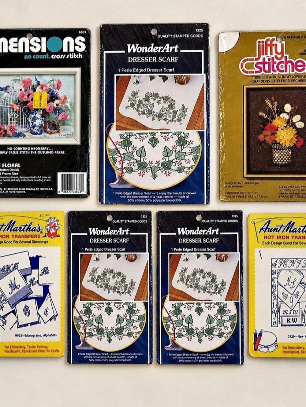 Vintage Needlework Craft Kit Lot | Cross Stitch, Embroidery and Transfers